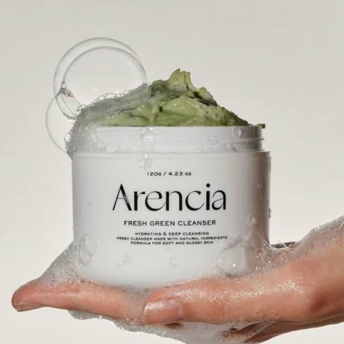 Arencia Fresh Green Rice Mochi Cleanser, Gentle Daily Cleanser for Acne-Prone Skin, 1.76oz / 4.23oz